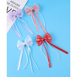 Babyhug Sequin Embellished Bow & Butterfly Clips Free Size Pack of 4 - Multicolor