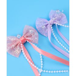 Babyhug Sequin Embellished Bow & Butterfly Clips Free Size Pack of 4 - Multicolor