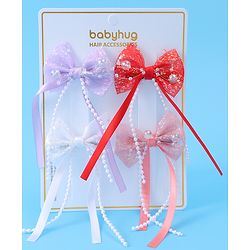 Babyhug Sequin Embellished Bow & Butterfly Clips Free Size Pack of 4 - Multicolor