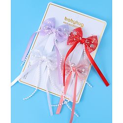 Babyhug Sequin Embellished Bow & Butterfly Clips Free Size Pack of 4 - Multicolor