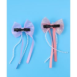 Babyhug Sequin Embellished Bow & Butterfly Clips Free Size Pack of 4 - Multicolor