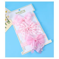 Babyhug Headbands with Bow Applique Free Size Pack of 3 - Pink