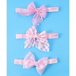 Babyhug Headbands with Bow Applique Free Size Pack of 3 - Pink