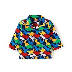 Babyhug Cotton Knit Full Sleeves Night Suit with Aeroplane Print - Navy Blue