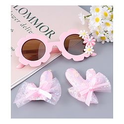 Babyhug Hair Clip And Sunglasses Combo Set Free Size - Pink