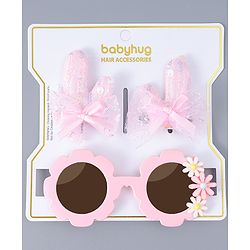Babyhug Hair Clip And Sunglasses Combo Set Free Size - Pink
