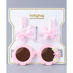 Babyhug Hair Clip And Sunglasses Combo Set Free Size - Pink