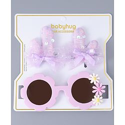 Babyhug Hair Clip And Sunglasses Combo Set Free Size - Purple