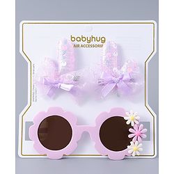 Babyhug Hair Clip And Sunglasses Combo Set Free Size - Purple