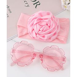 Babyhug Hairband & Sunglasses Combo Set with Floral Applique Free Size - Pink