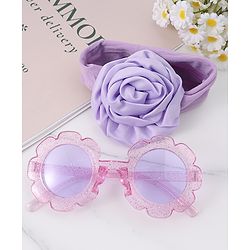 Babyhug Hairband & Sunglasses Combo Set with Floral Applique Free Size - Pink