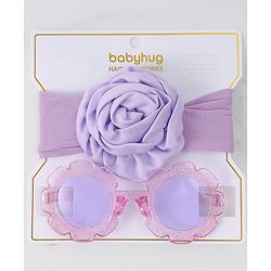 Babyhug Hairband & Sunglasses Combo Set with Floral Applique Free Size - Pink