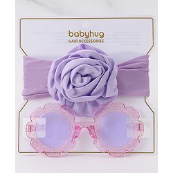 Babyhug Hairband & Sunglasses Combo Set with Floral Applique Free Size - Pink