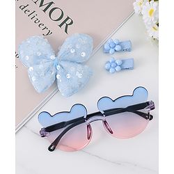 Babyhug Hair Accessories & Sunglasses Combo Set with Floral Applique Free Size - Blue
