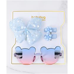 Babyhug Hair Accessories & Sunglasses Combo Set with Floral Applique Free Size - Blue