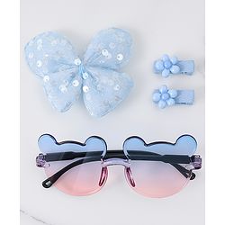 Babyhug Hair Accessories & Sunglasses Combo Set with Floral Applique Free Size - Blue