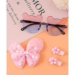 Babyhug Hair Accessories & Sunglasses Combo Set with Floral Applique Free Size - Blue