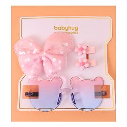 Babyhug Hair Accessories & Sunglasses Combo Set with Floral Applique Free Size - Blue
