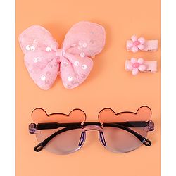Babyhug Hair Accessories & Sunglasses Combo Set with Floral Applique Free Size - Blue