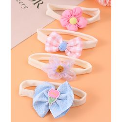 Babyhug Free Size Headbands With Bow & Floral Applique Pack Of 4 - Multicolour