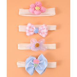 Babyhug Free Size Headbands With Bow & Floral Applique Pack Of 4 - Multicolour