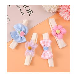 Babyhug Free Size Headbands With Bow & Floral Applique Pack Of 4 - Multicolour