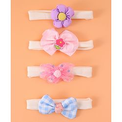 Babyhug Free Size Headbands With Bow & Floral Applique Pack Of 4 - Multicolour