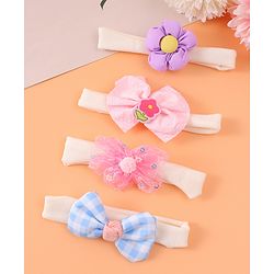 Babyhug Free Size Headbands With Bow & Floral Applique Pack Of 4 - Multicolour