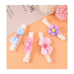 Babyhug Free Size Headbands With Bow & Floral Applique Pack Of 4 - Multicolour