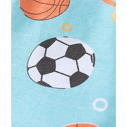 Babyhug Cotton Knit Full Sleeves Night Suit With Sports Theme Print - Light Blue
