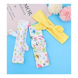 Babyhug Headbands with Bow Applique & Polka Dots Print Free Size Pack of 3 - White & Yellow
