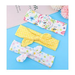 Babyhug Headbands with Bow Applique & Polka Dots Print Free Size Pack of 3 - White & Yellow