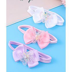 Babyhug Headbands With Bow Applique Pack of 3 - Pink White & Purple