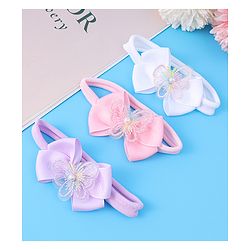 Babyhug Headbands With Bow Applique Pack of 3 - Pink White & Purple