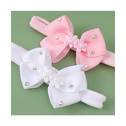 Babyhug Headbands With Bow Applique Pack of 2 - Pink & White