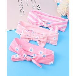 Babyhug Headbands with Bow Applique & Floral Print Free Size Pack of 3 - Pink