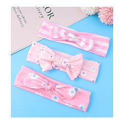 Babyhug Headbands with Bow Applique & Floral Print Free Size Pack of 3 - Pink