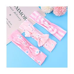 Babyhug Headbands with Bow Applique & Floral Print Free Size Pack of 3 - Pink