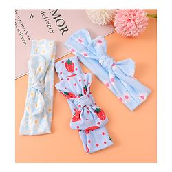 Babyhug Printed Headbands with Bow Applique Free Size Pack of 3 - Blue