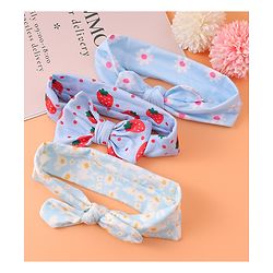 Babyhug Printed Headbands with Bow Applique Free Size Pack of 3 - Blue