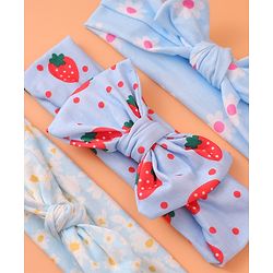 Babyhug Printed Headbands with Bow Applique Free Size Pack of 3 - Blue