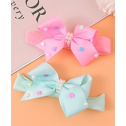 Babyhug Headbands With Bow Applique Pack of 2 - Pink & Green
