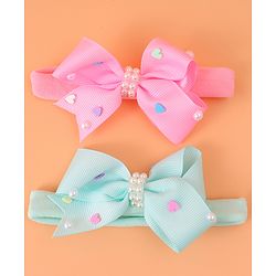 Babyhug Headbands With Bow Applique Pack of 2 - Pink & Green