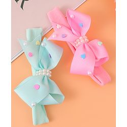 Babyhug Headbands With Bow Applique Pack of 2 - Pink & Green