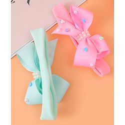Babyhug Headbands With Bow Applique Pack of 2 - Pink & Green