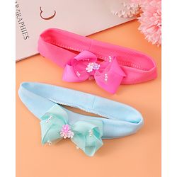 Babyhug Headbands With Bow Applique Pack of 2 - Pink & Green