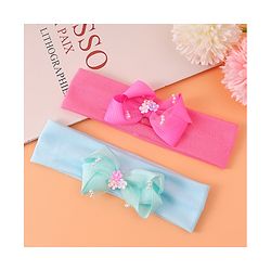 Babyhug Headbands With Bow Applique Pack of 2 - Pink & Green