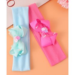 Babyhug Headbands With Bow Applique Pack of 2 - Pink & Green