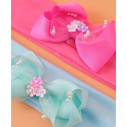 Babyhug Headbands With Bow Applique Pack of 2 - Pink & Green