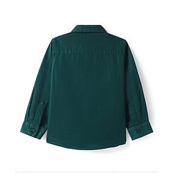 Babyhug Cotton Knit Full Sleeves Solid Collar Shirt - Dark Green